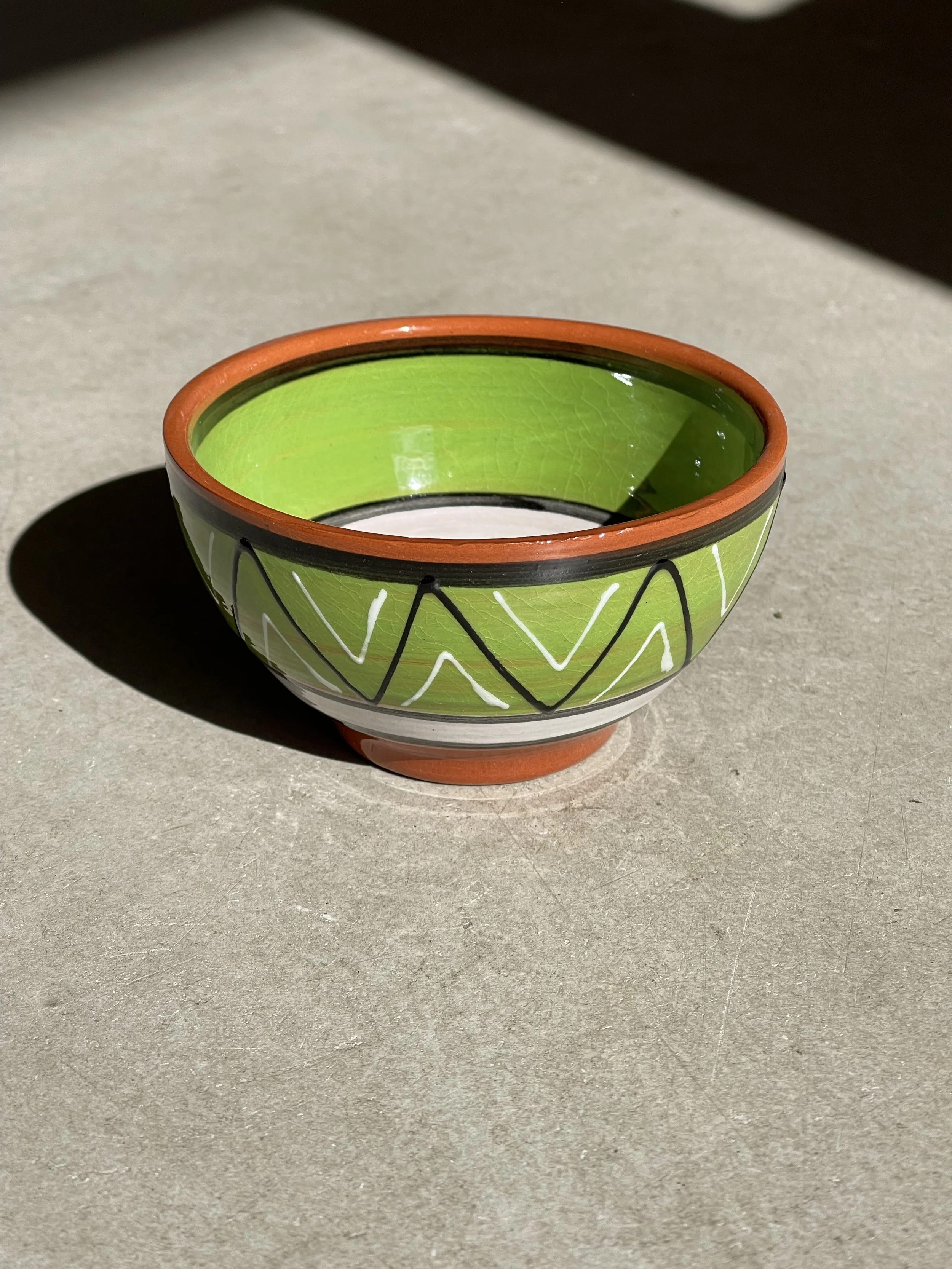 Green hand painted tapas bowl