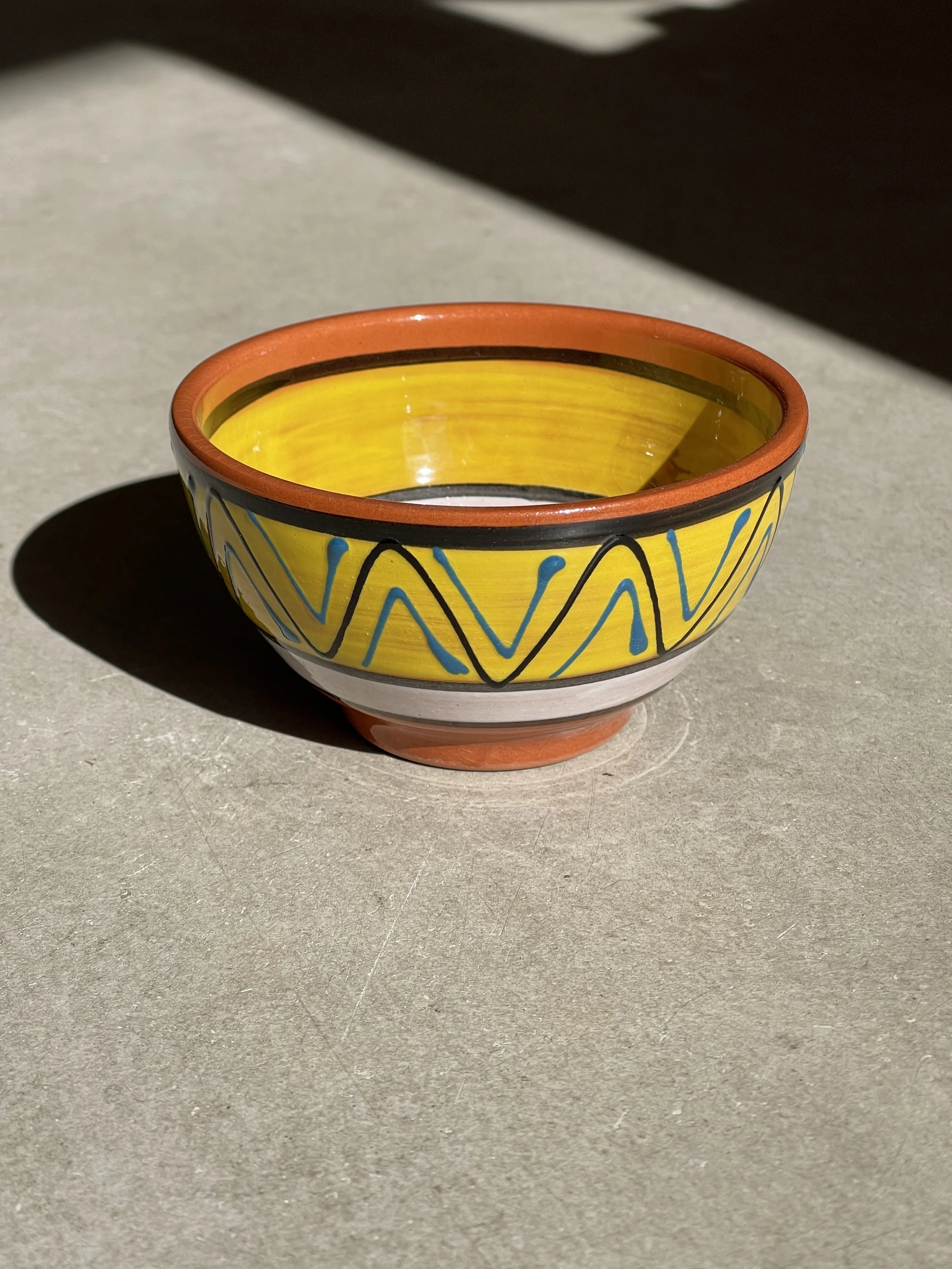 Yellow hand painted tapas bowl
