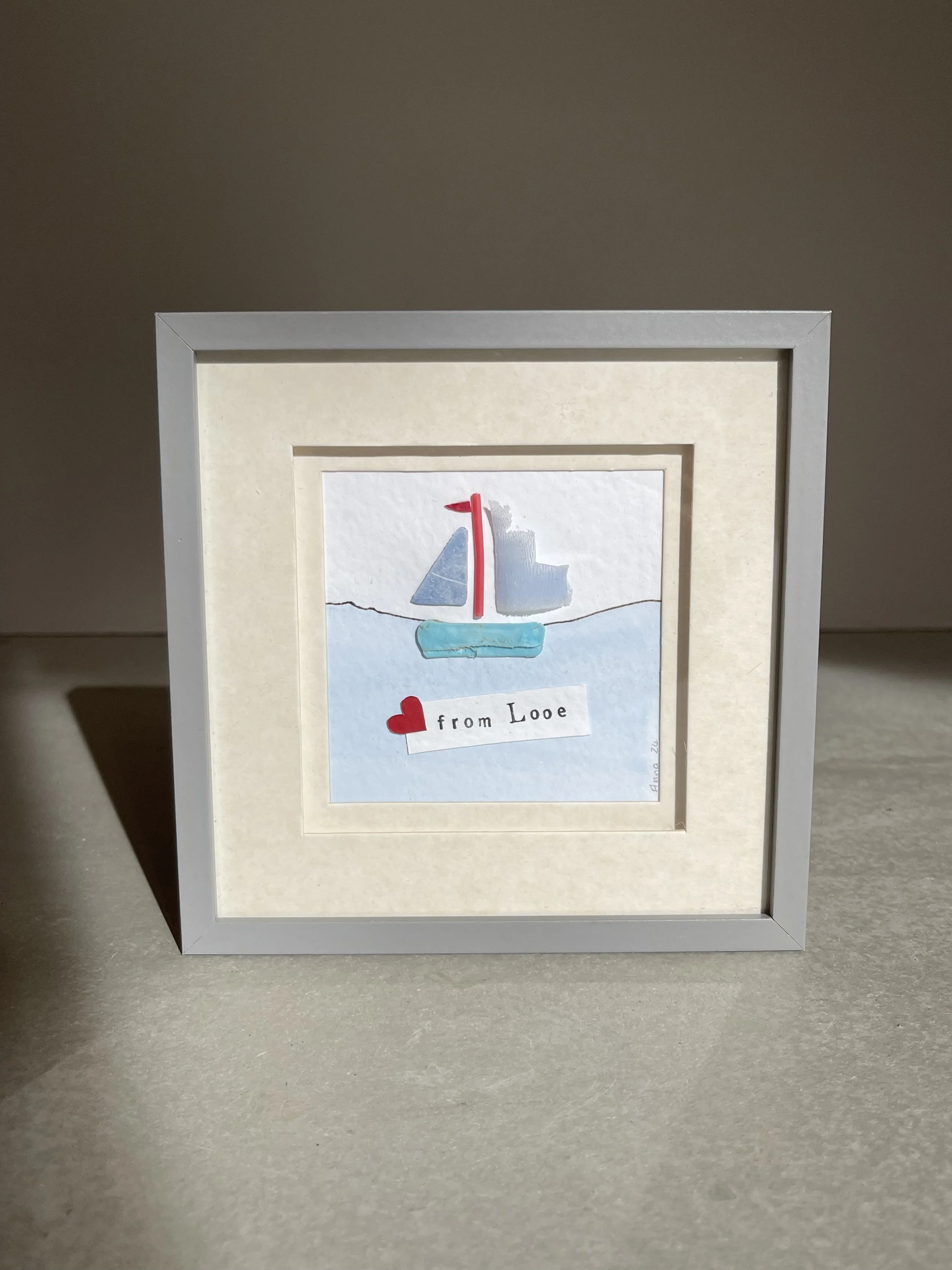 “From Looe” sea glass boat print