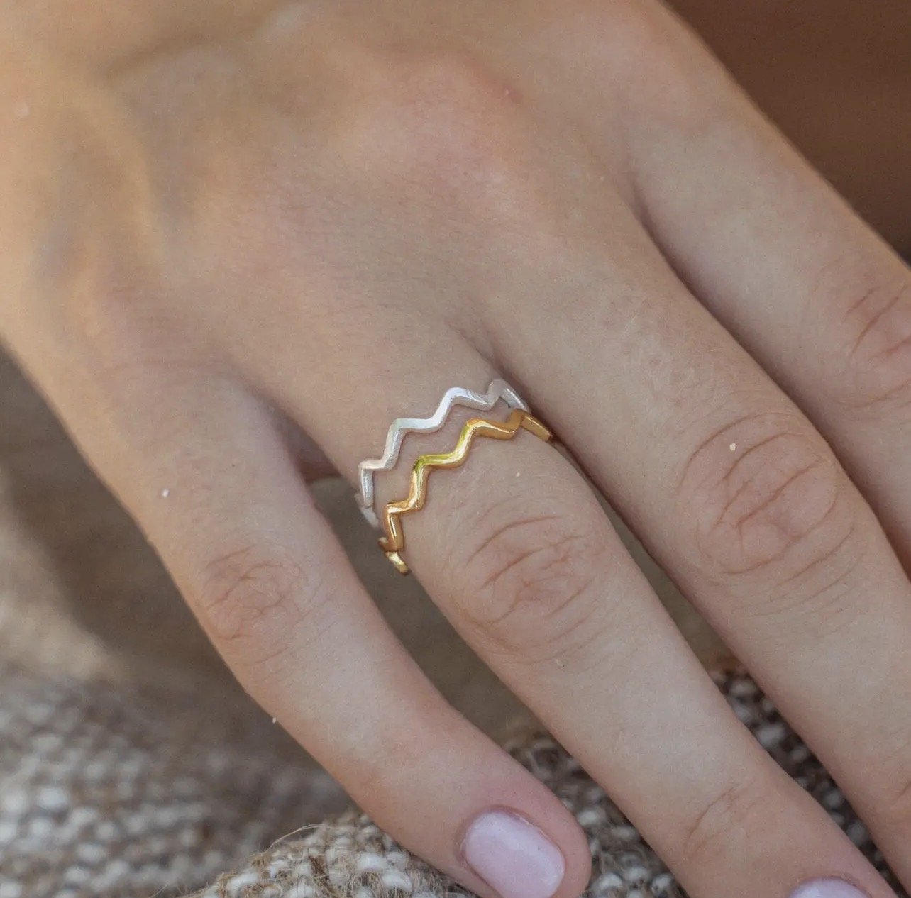 Ripple wave silver ring