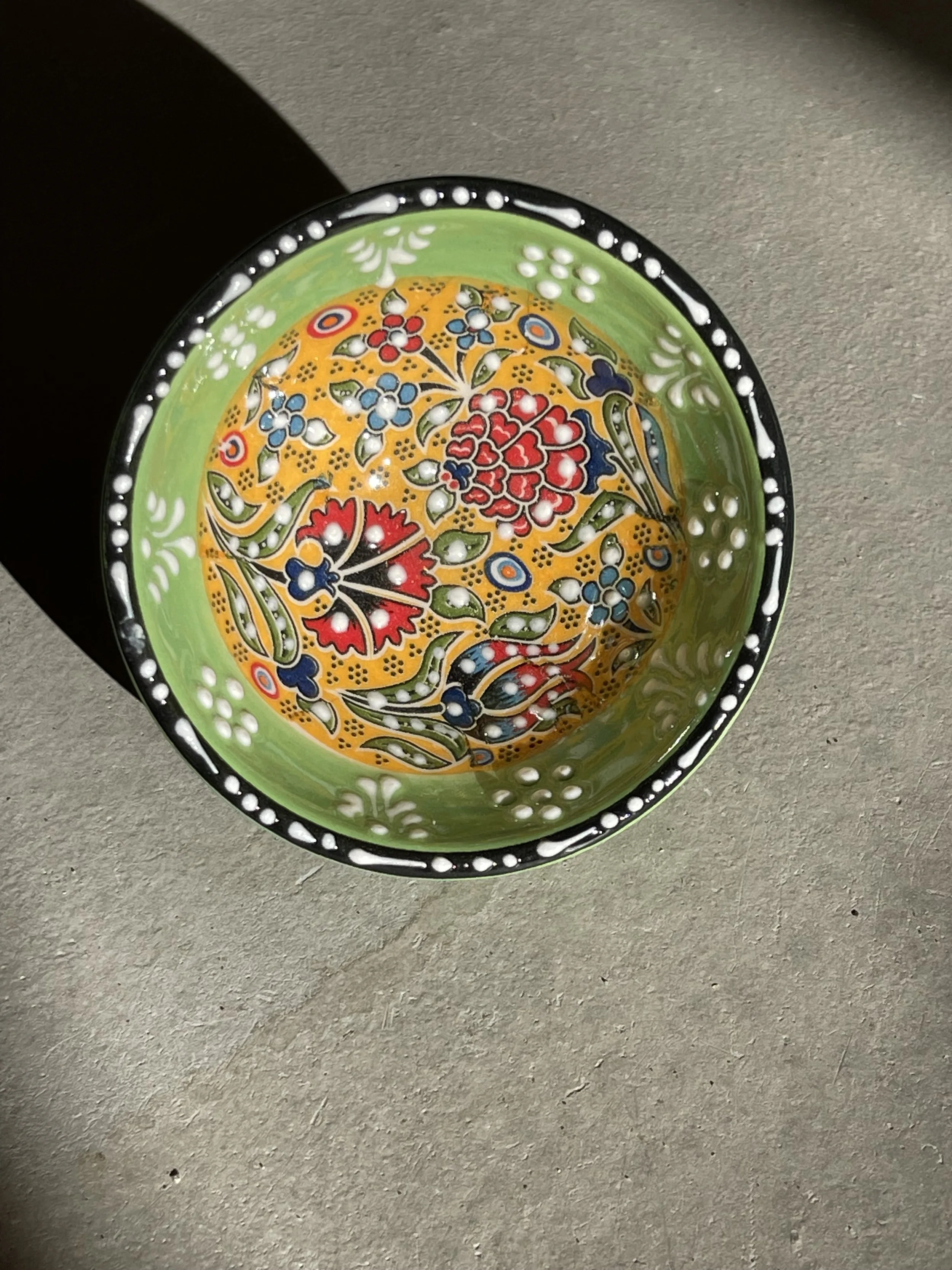 Green Turkish print tapas bowl