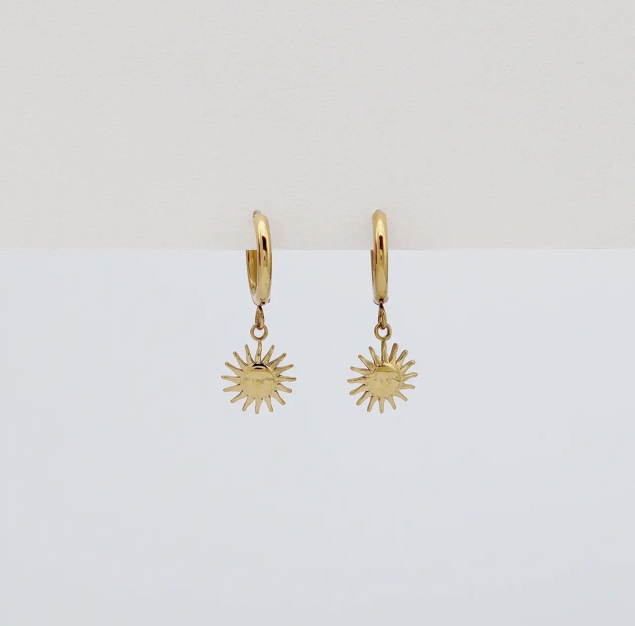 Celestial sun huggie hoop earrings