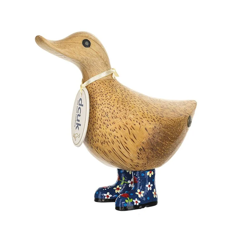 Blue floral welly boots ducky