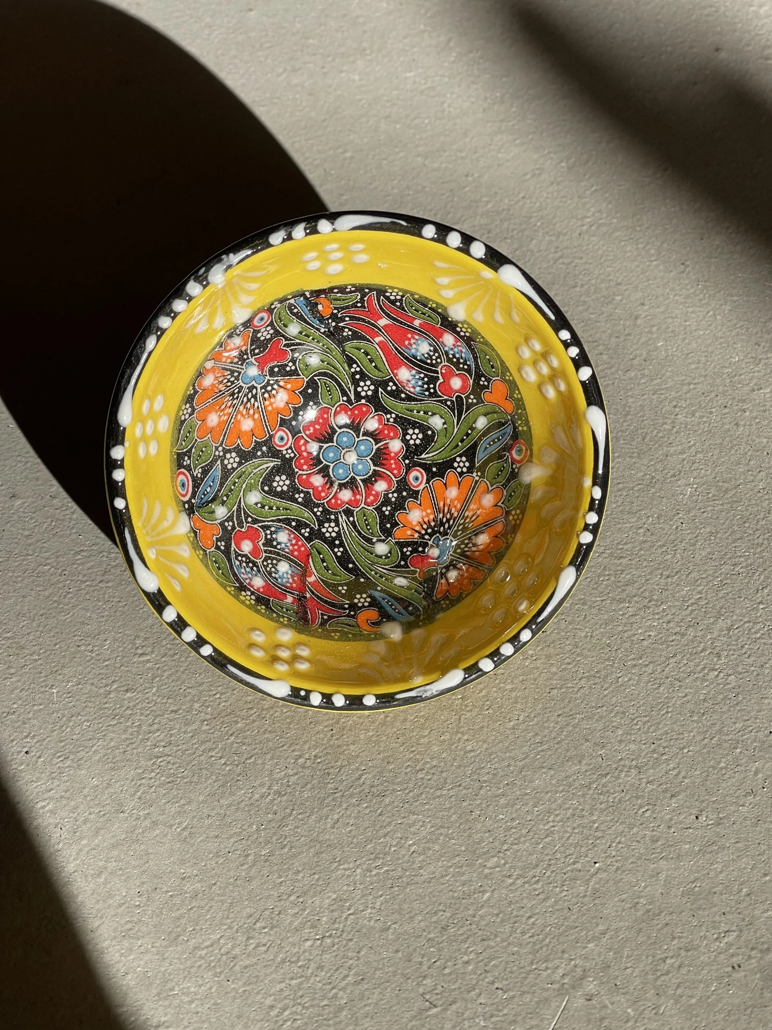 Yellow Turkish print tapas bowl