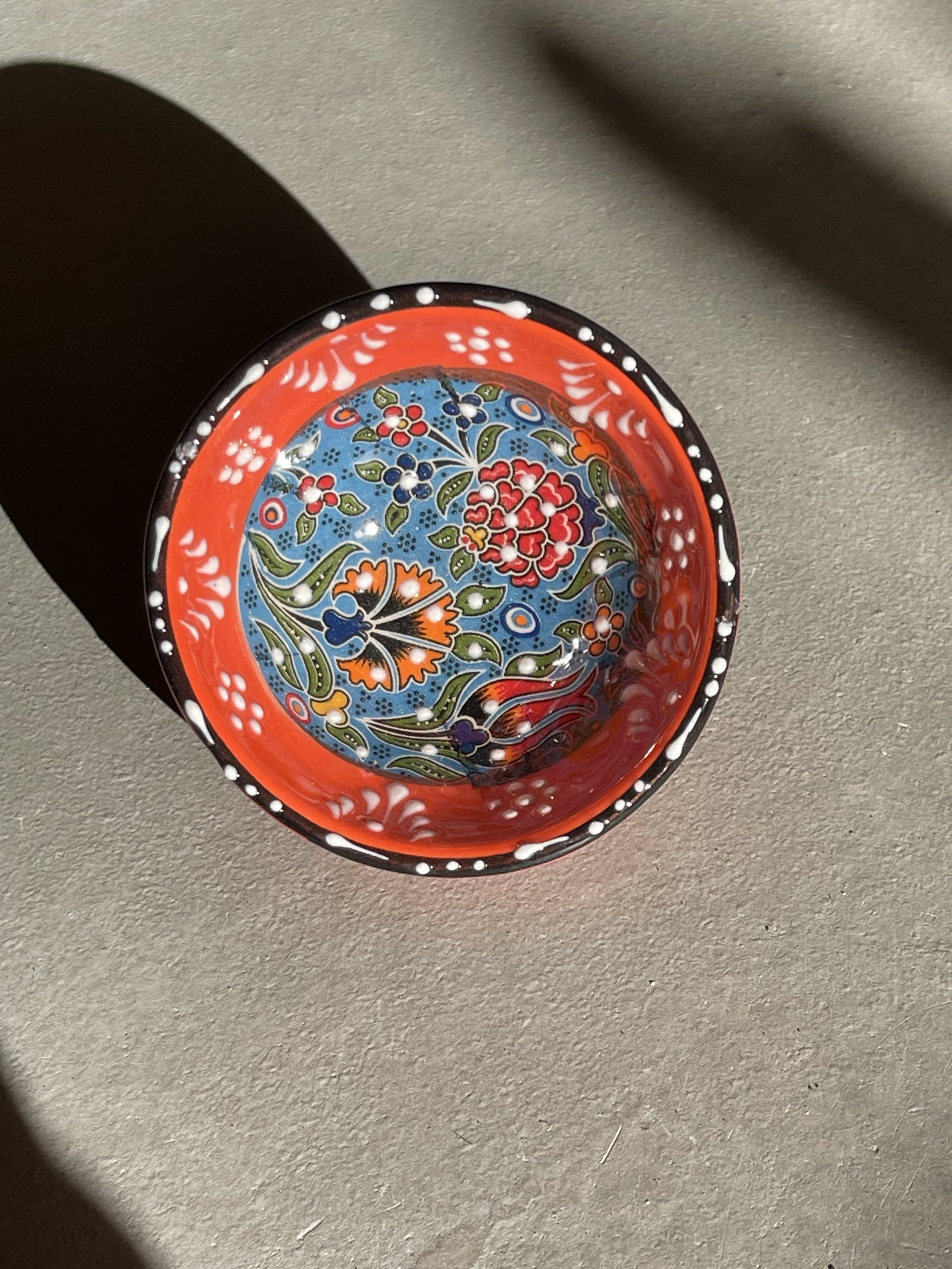 Orange Turkish print tapas bowl