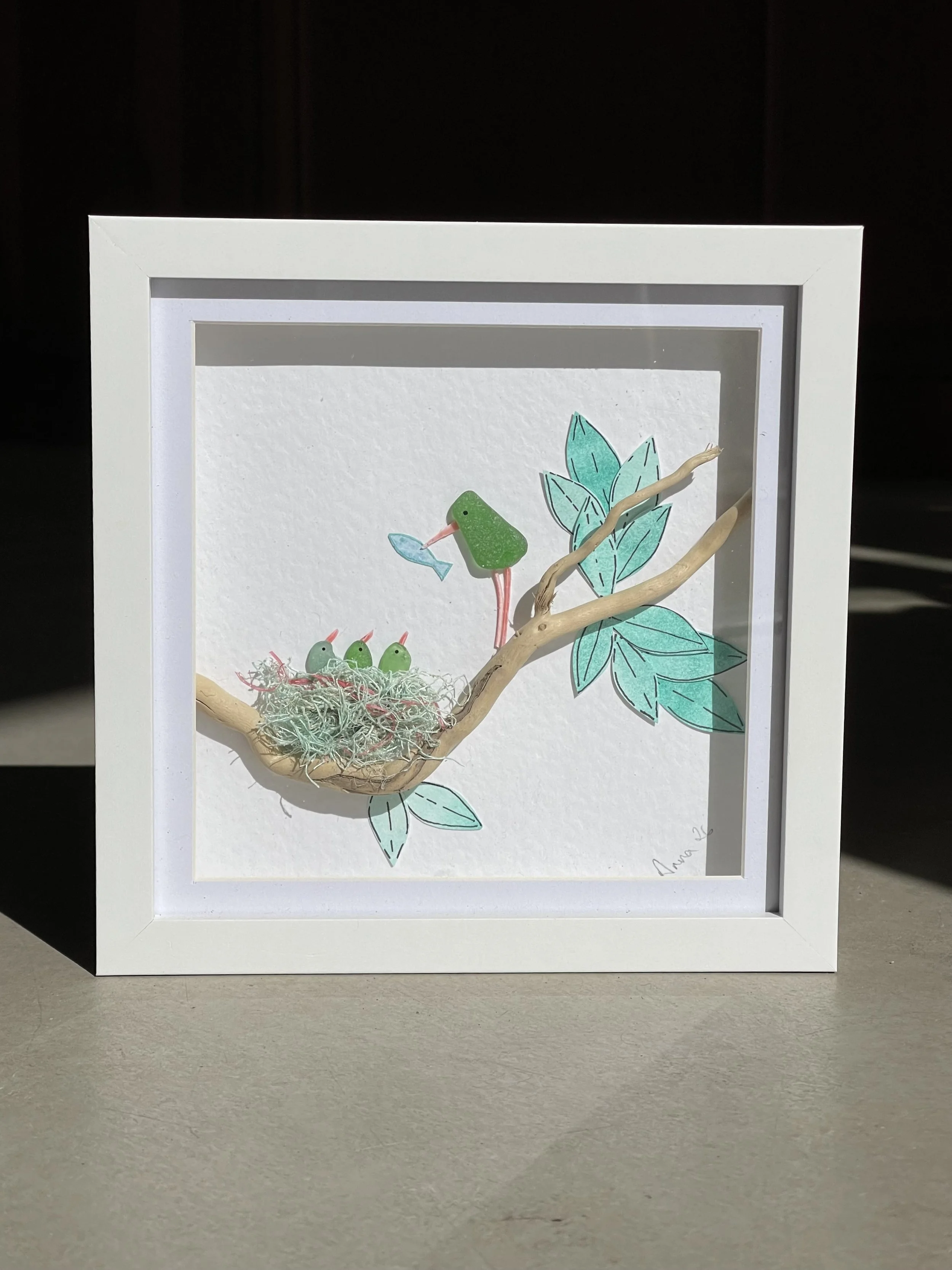 Bird feeding chicks print