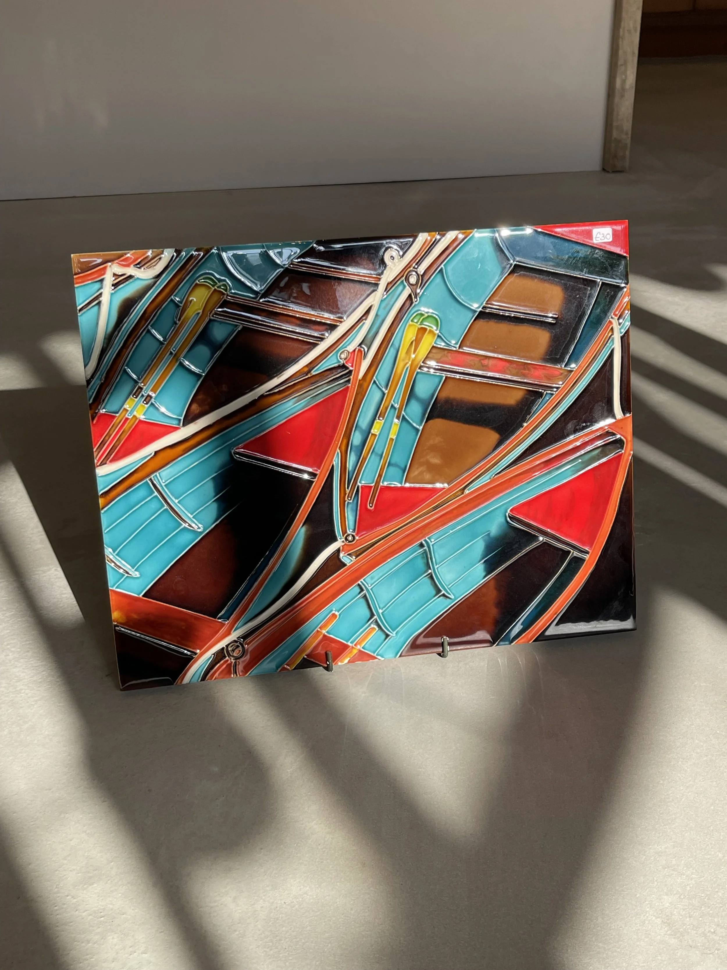 Abstract boats art tile