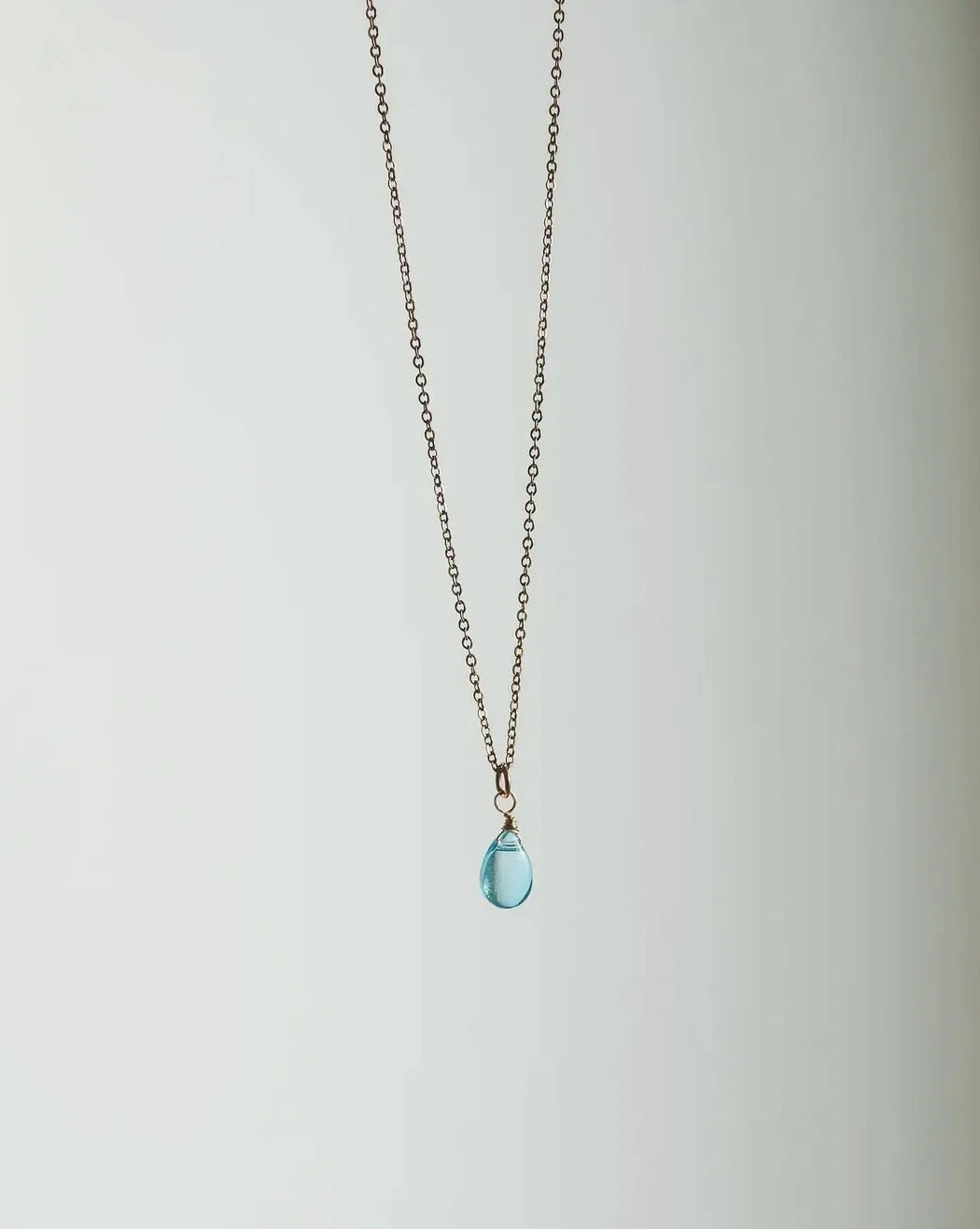 Blue breeze glass teardrop necklace