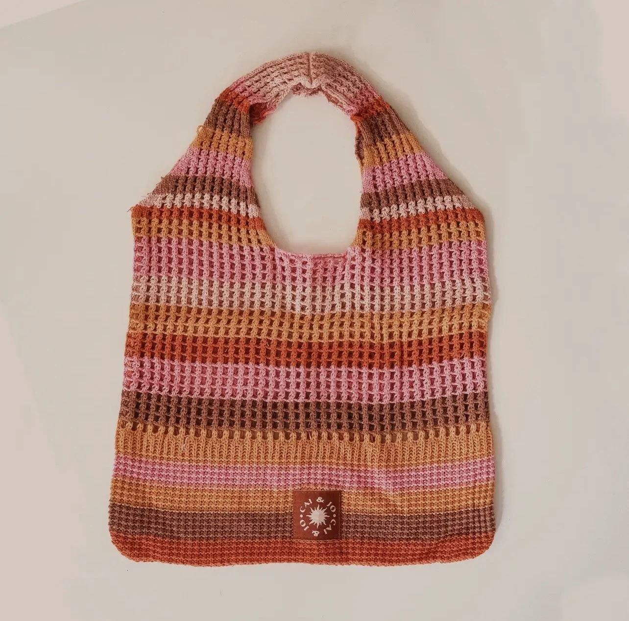 Sunset stripe crochet bag