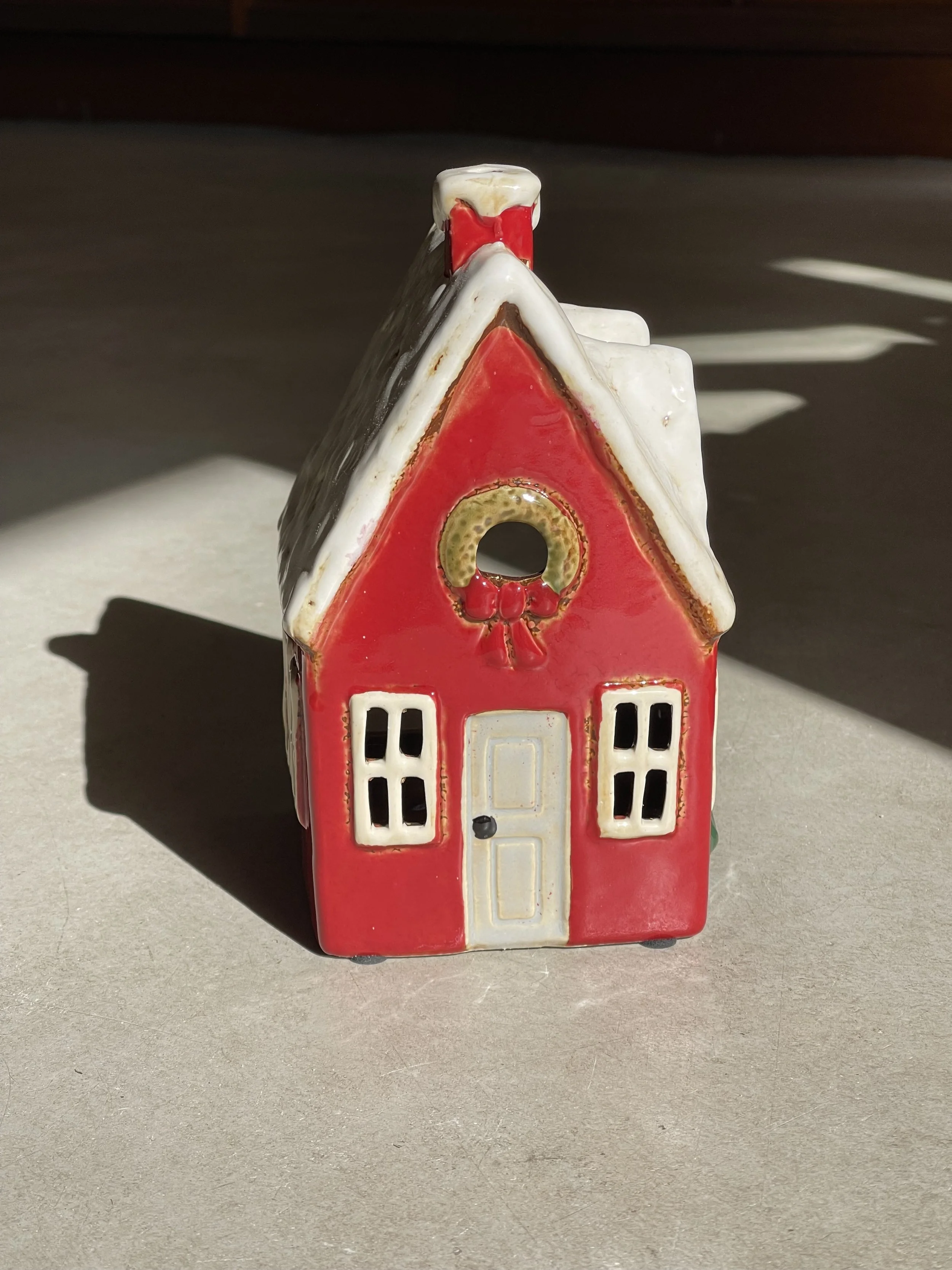 Red Christmas ceramic house