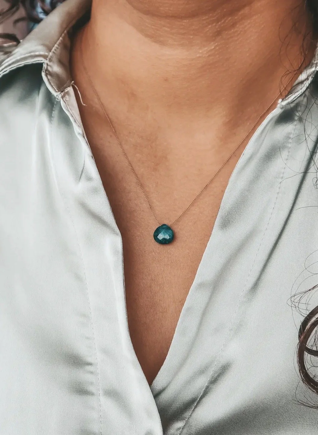 Emerald silk cord necklace