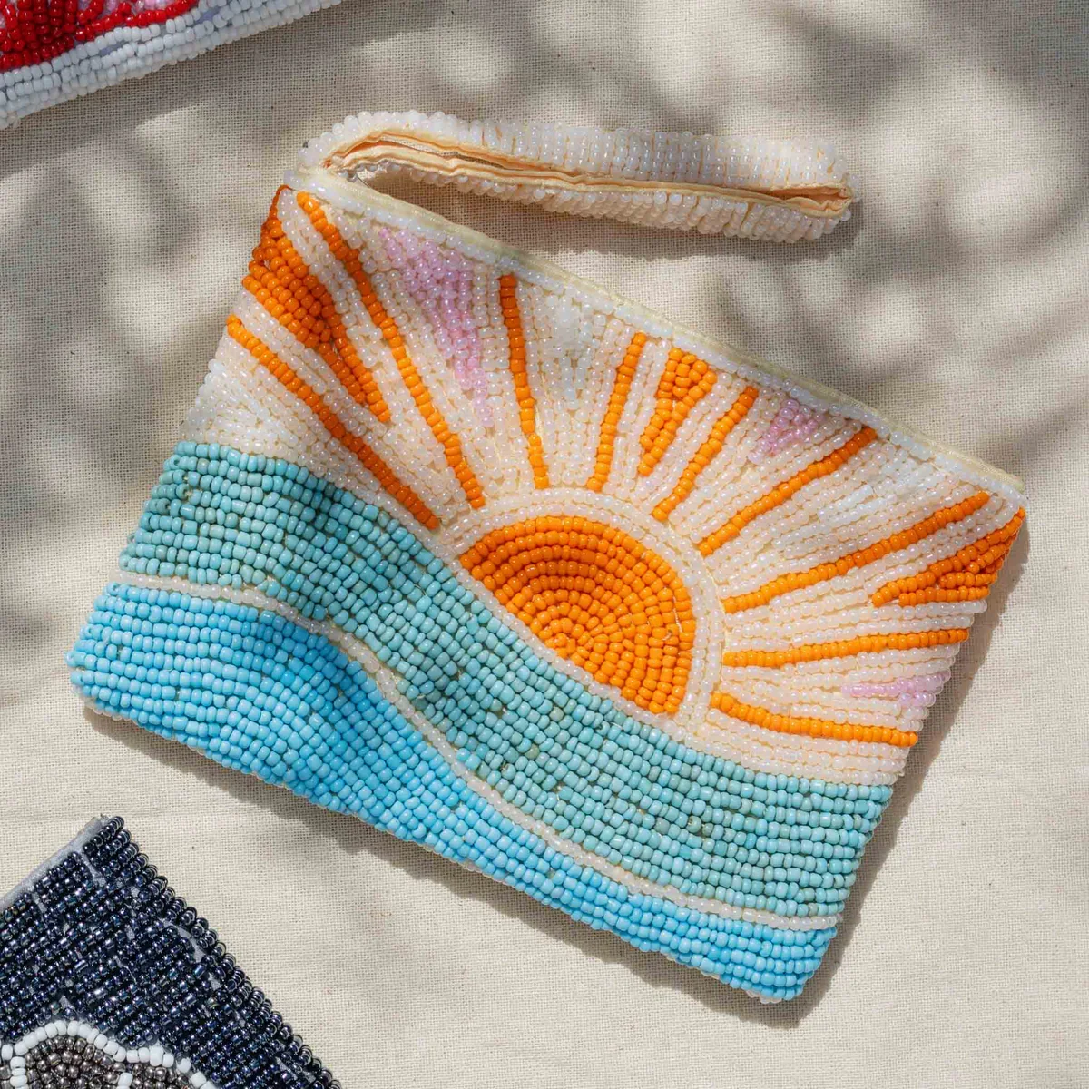 Small sunrise beaded pouch