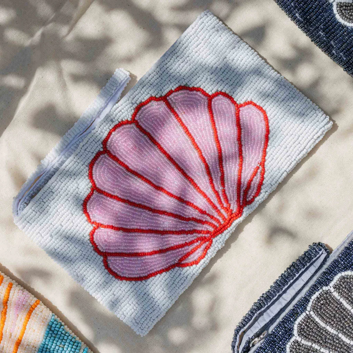 Large tropical beaded pouch