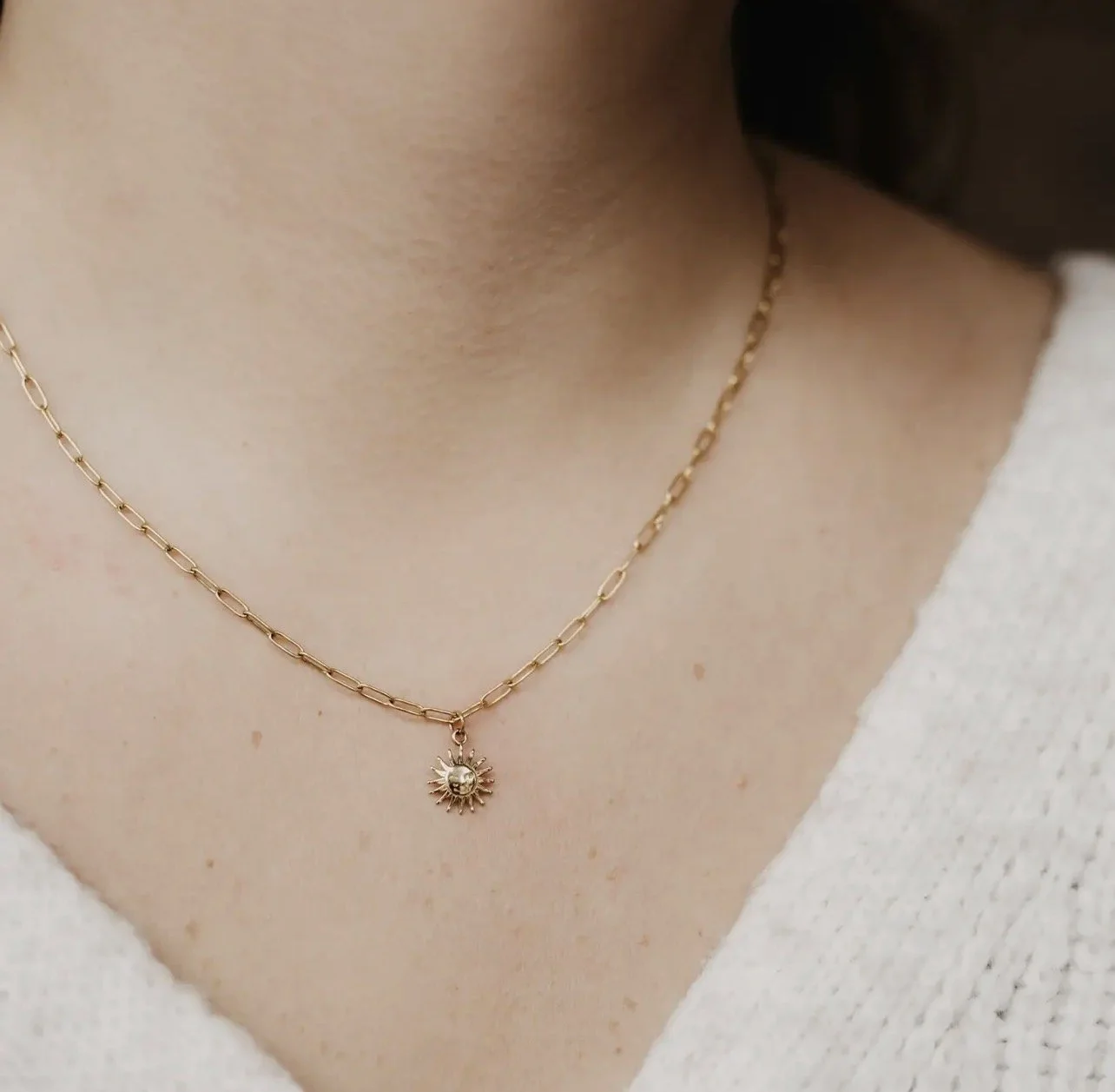 Sun charm gold necklace