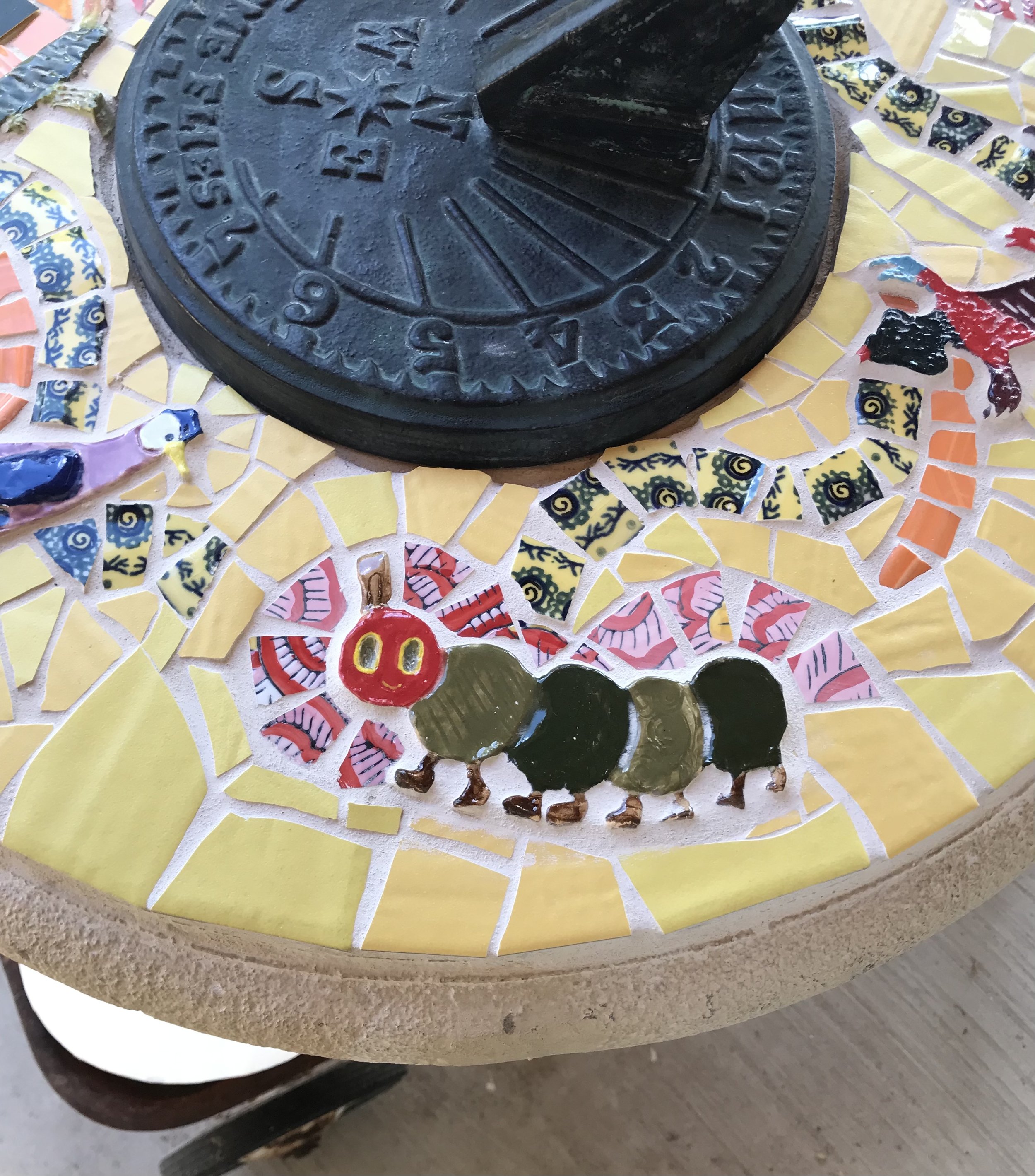 Children’s art mosaicked into sundial at Corrales public library