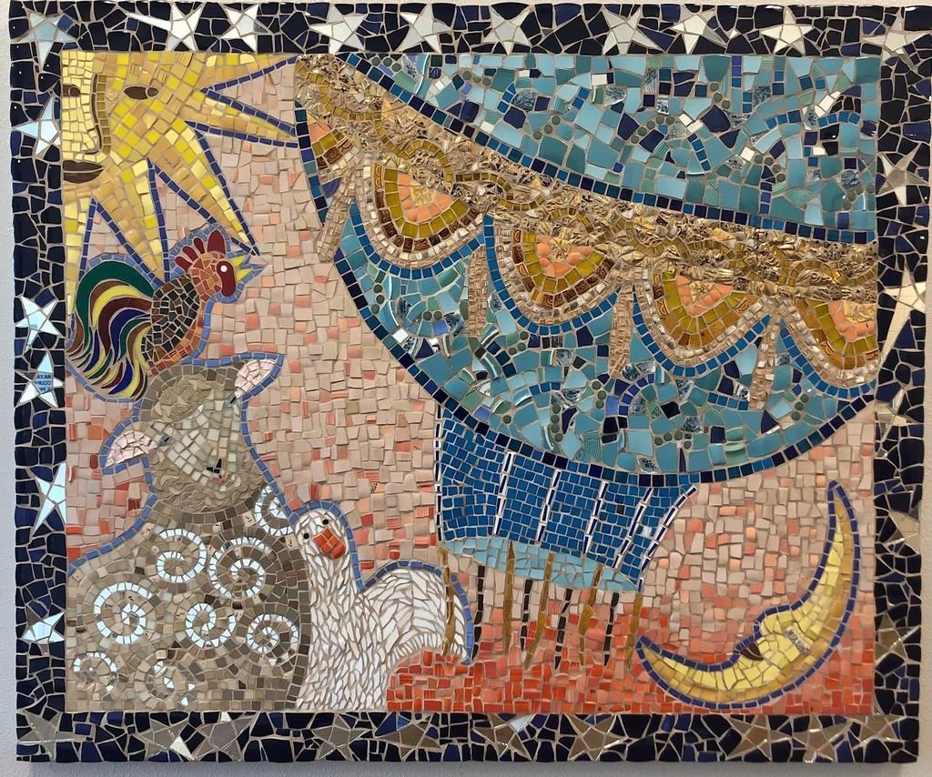 Mont-au-Ciel et Ses Amis — Anderson Abruzzo International Balloon Museum, 2019
6 × 10 ft narrative mosaic depicting the first inhabited balloon flight in France, Albuquerque, NM