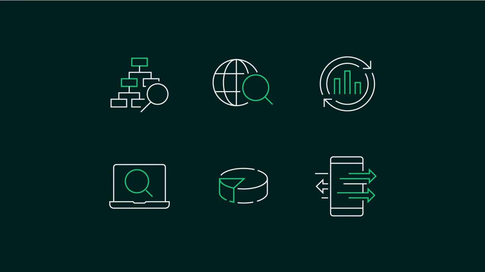 Iconography system for financial platform design with consistent line style and green accents