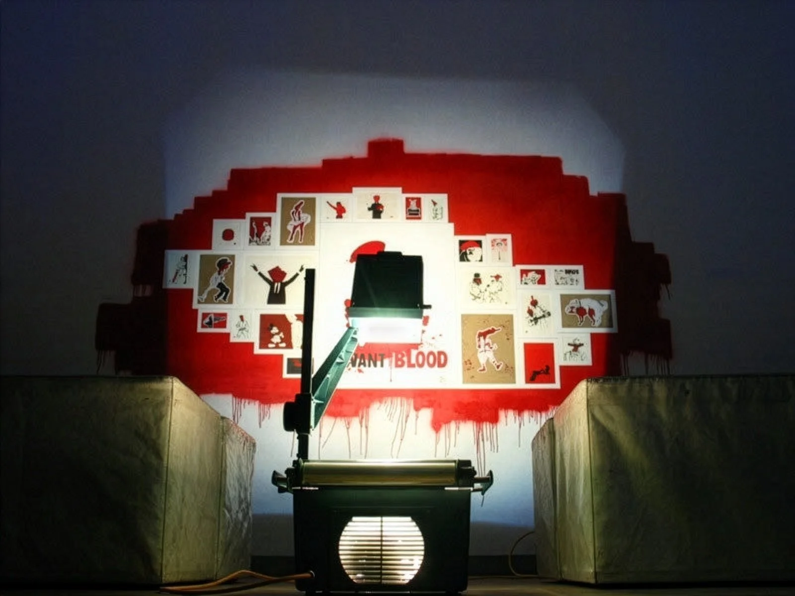 Merlin Zuni's 2nd Amendment wall exhibit installation on opening night, displayed inside an art gallery.