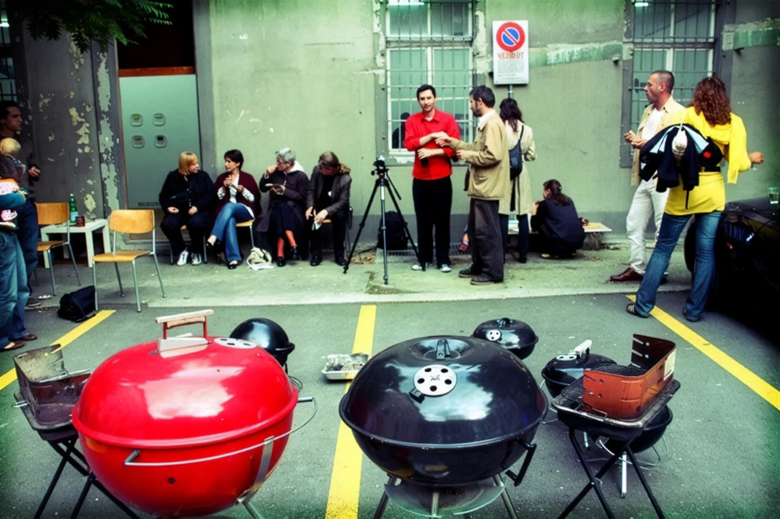 Art Title - Grill Clock, Merlin Zuni, photo of set up for Swiss BBQ Clock Performance.