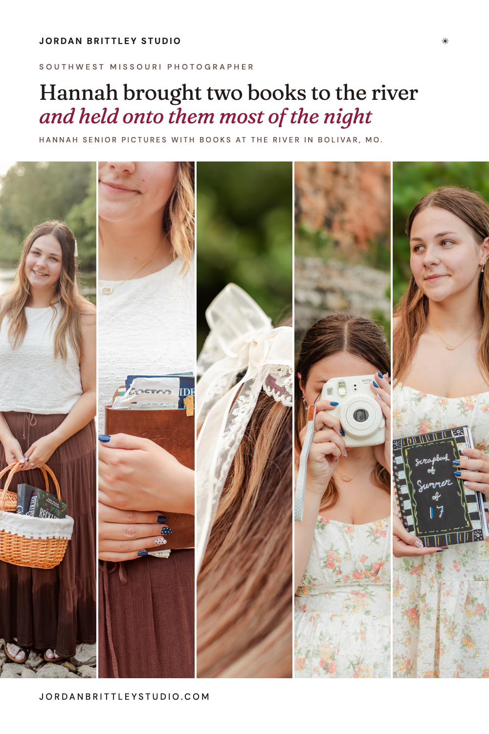 Hannah | Senior Pictures With Books at the River in Bolivar, MO