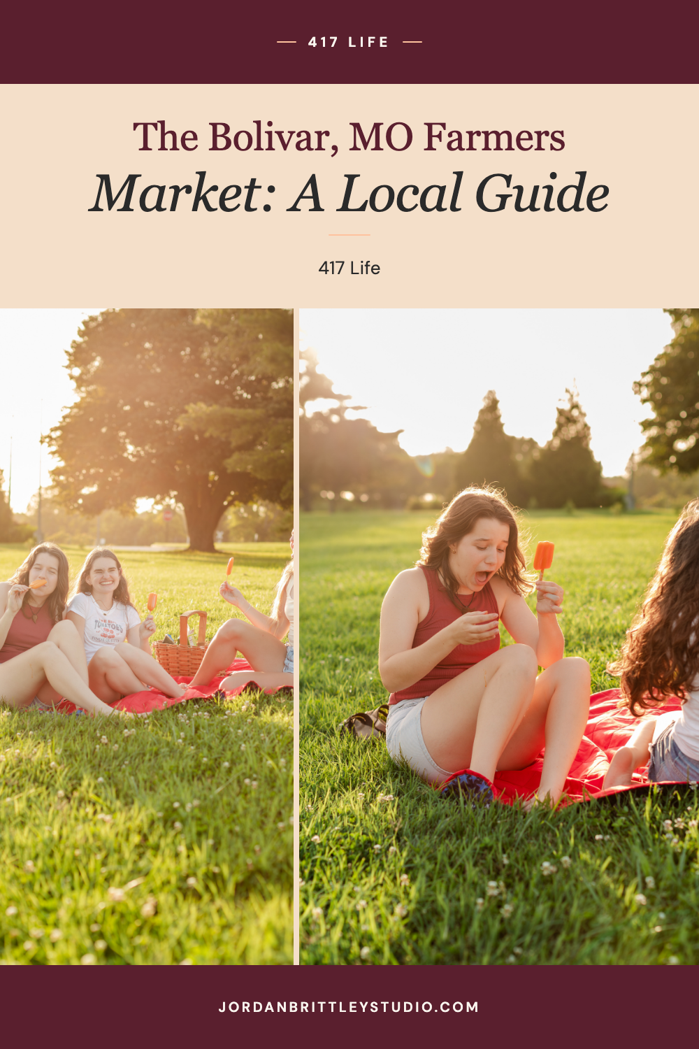 The Bolivar, MO Farmers Market: A Local Guide, with friends sharing a summer picnic in the grass in Bolivar, MO