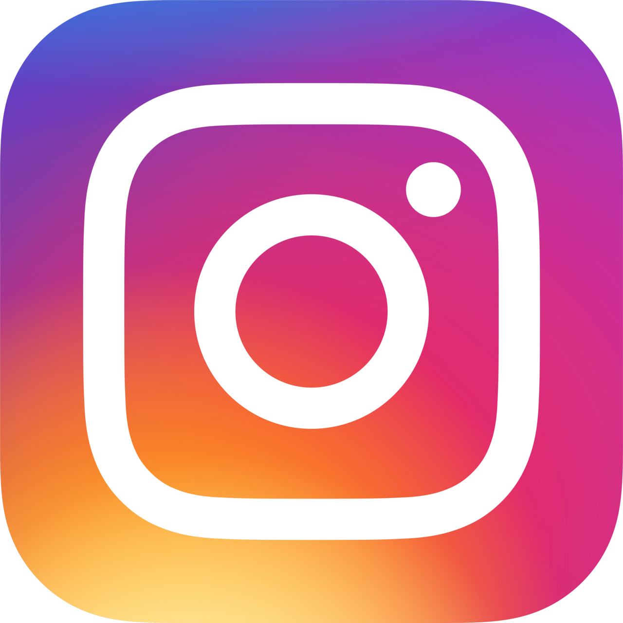 Instagram app icon with gradient background of purple, pink, orange, and yellow.