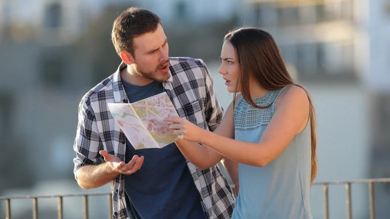 Couple argue on holiday