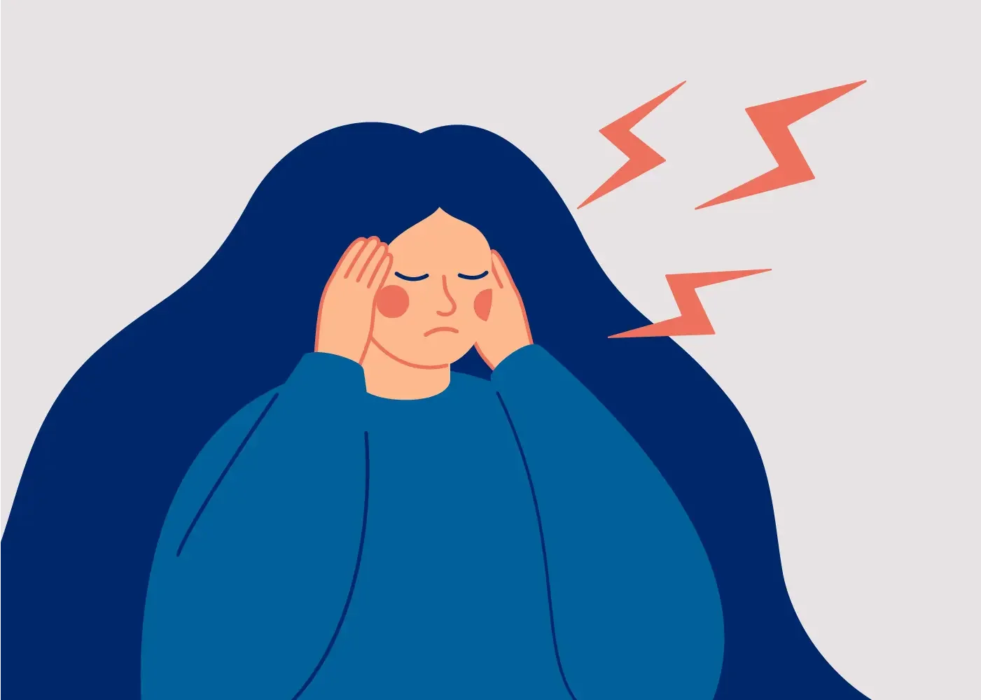 An illustration of a woman reflecting mental anguish and overwhelm
