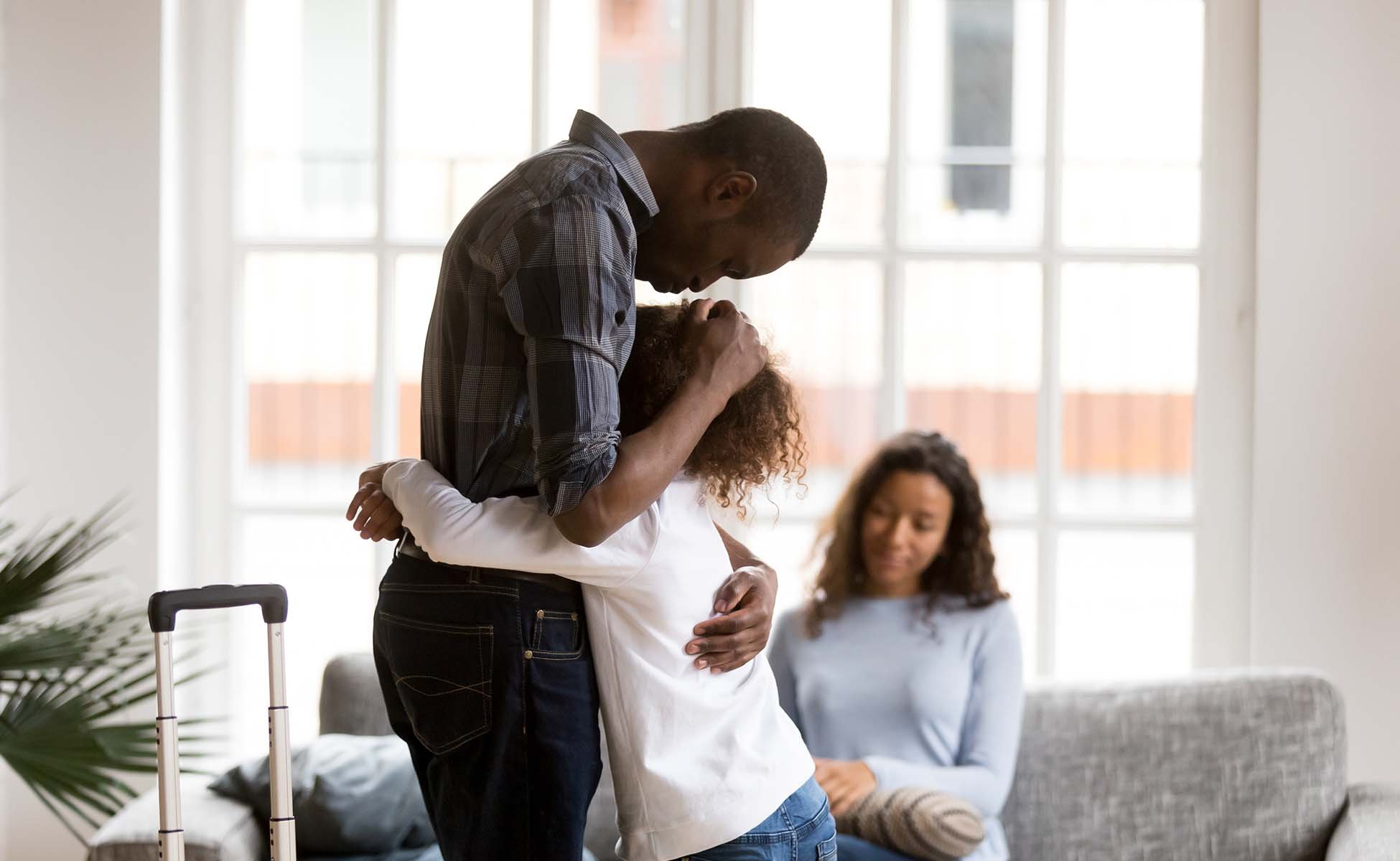 A father says goodbye to his daughter