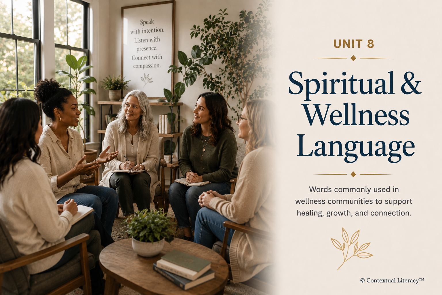 Lost in Translation™ Unit Eight: Spiritual & Wellness Language -- Frequency, raise your vibration, protect your energy, transmuting your energy, energy, manifestation, toxic positivity, self-care, through of body signals, lived experience and context