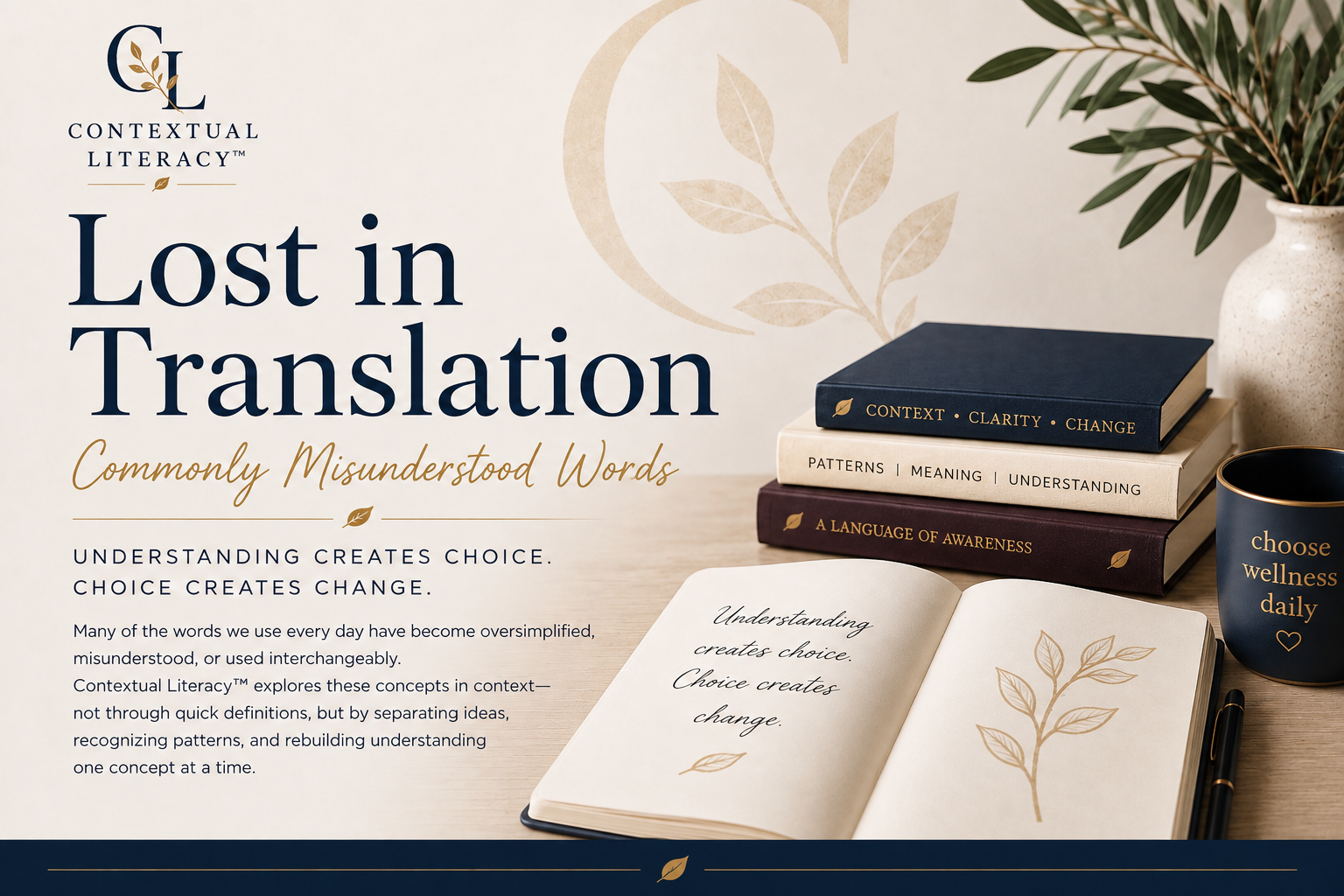 Lost in Translation™ reference Library from Contextual Literacy™ exploring commonly used therapy, wellness, emotional, and nervous system language through clear definitions, context and deeper understanding.