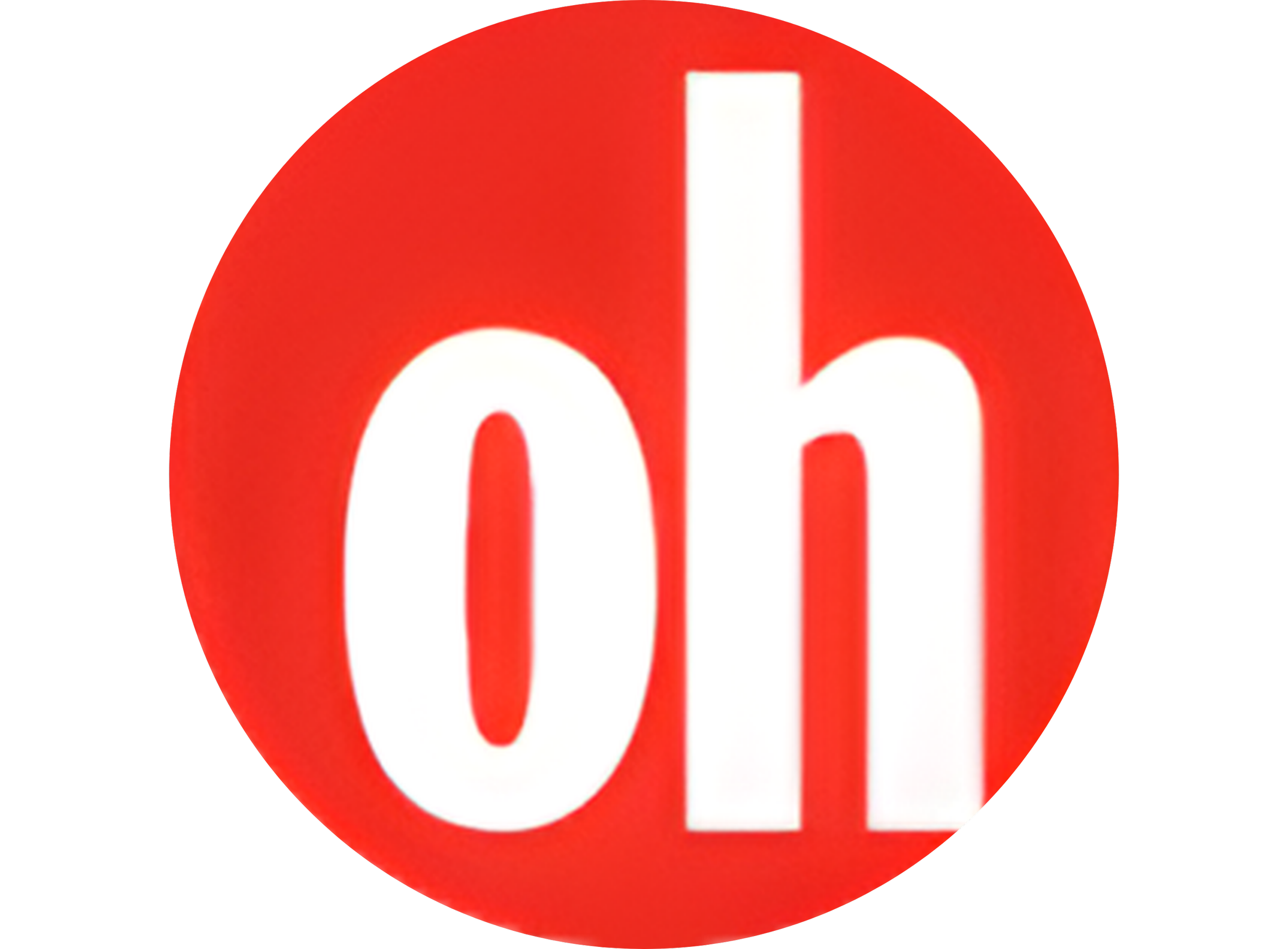 Red circular logo with the word "oh" in white lowercase letters.