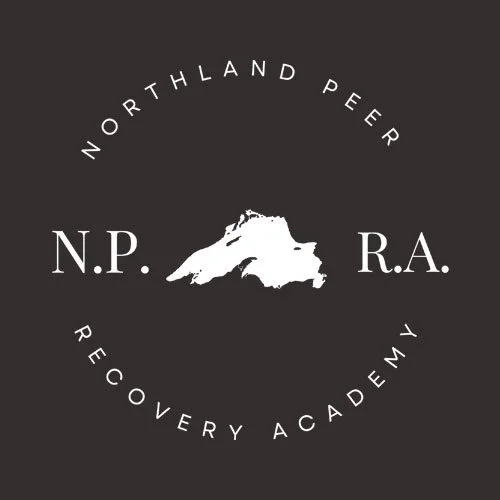 Logo for Northland Peer Recovery Academy featuring a silhouette of Lake Superior and the text 'N.P. R.A.' with additional text 'Northland Peer Recovery Academy' and 'Region 3' arranged in a circular pattern.