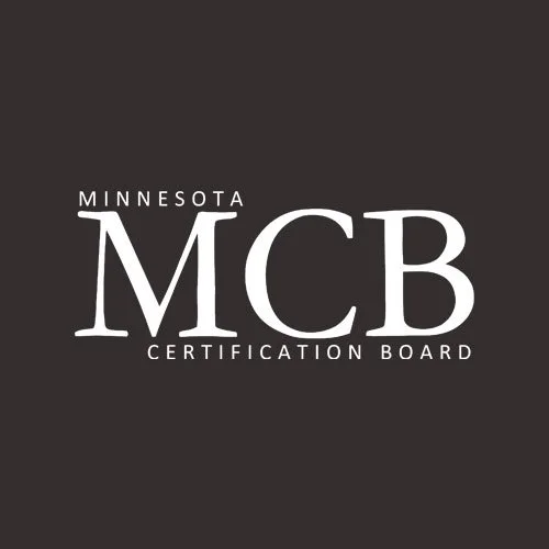 Minnesota MCB Certification Board logo on a black background