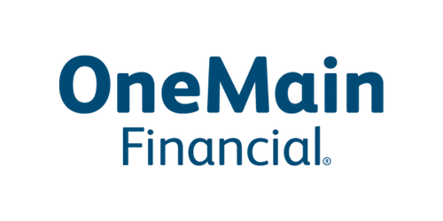OneMain Financial logo in blue text.