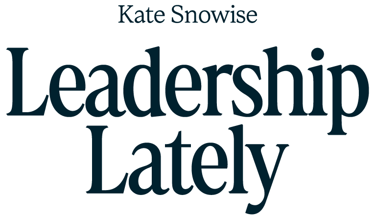 Book cover titled "Leadership Lately" by Kate Snowise