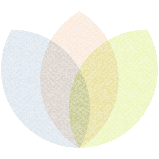 Abstract Venn diagram with four overlapping circles in pastel colors: blue, beige, yellow, and light green.