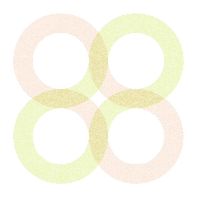 A Venn diagram with five circles overlapping, displaying some intersections in pastel colors.