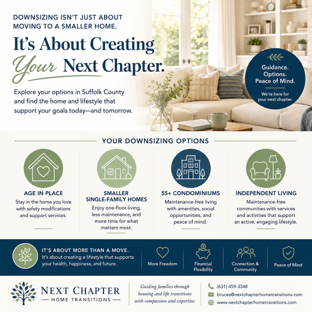 Downsizing in Suffolk County NY: Aging in Place, Smaller Single-Family Homes, Condos, and Independent Living Options