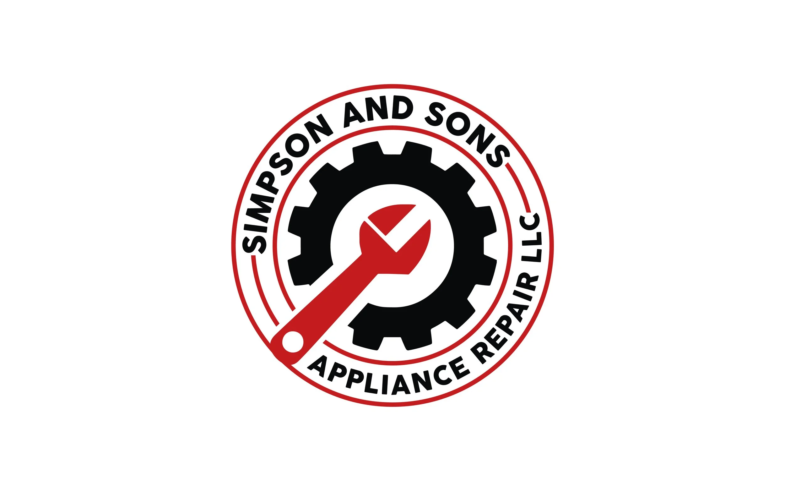 Logo for Simpson and Sons Appliance Repair LLC featuring a gear and wrench design.