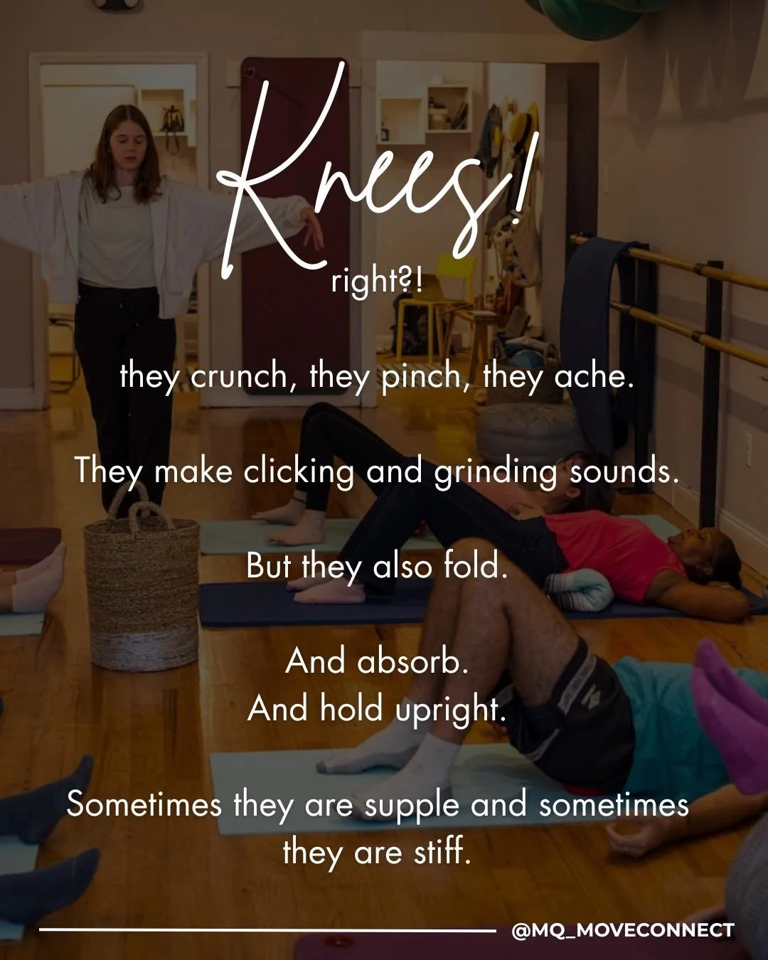 WEAK AT THE KNEES, STRONG AT THE KNEES, an enchanted anatomy journey to your full range. 

So much of our lives are disconnected and sedentary. Enter the natural world of your body with me. 

June 13+14 10am - 12pm on zoom, recording provided. Link i