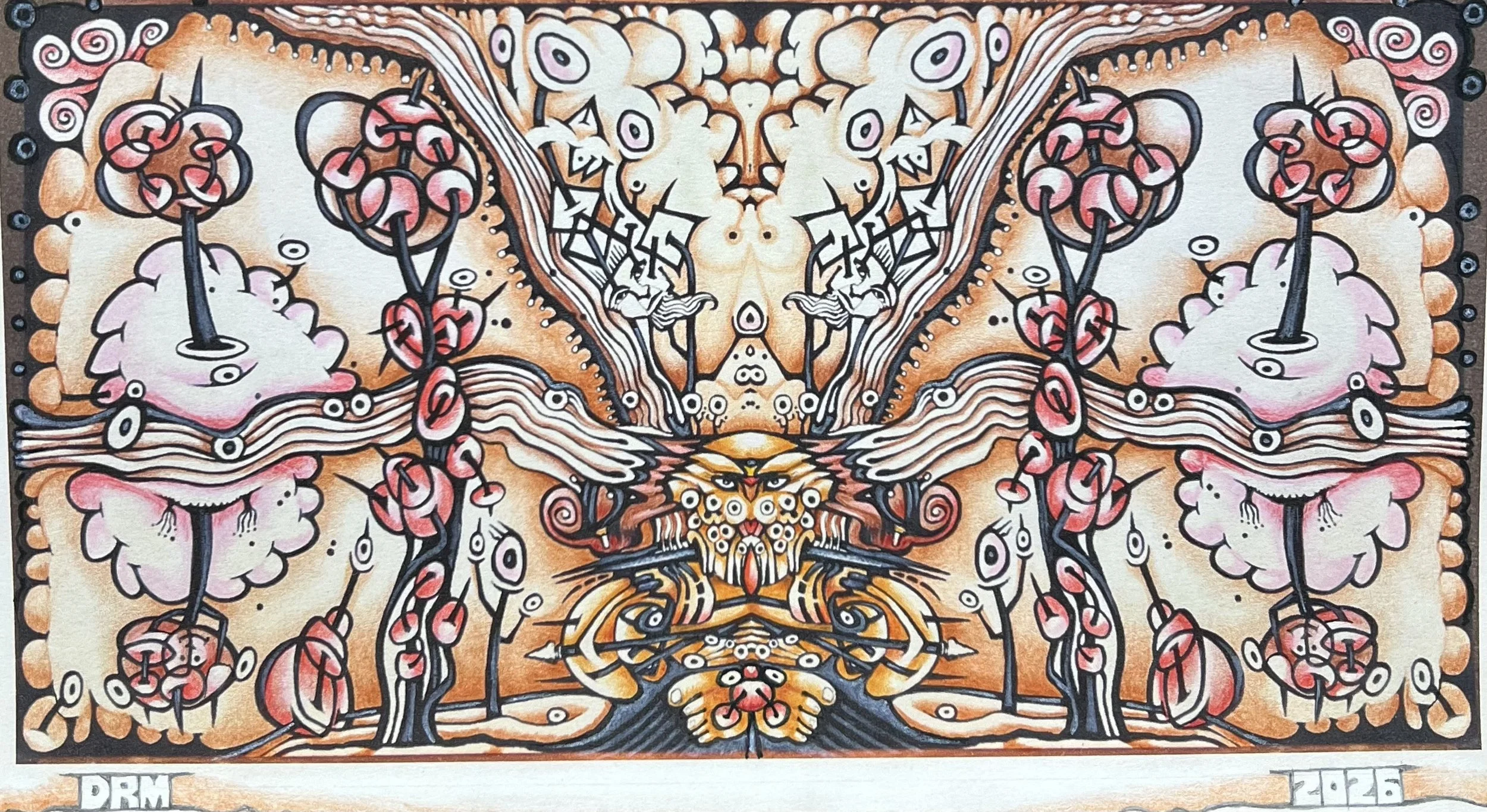 MAYAN UNDERWORLD LANDSCAPE
15'x9'
ink and colored pencil
2026