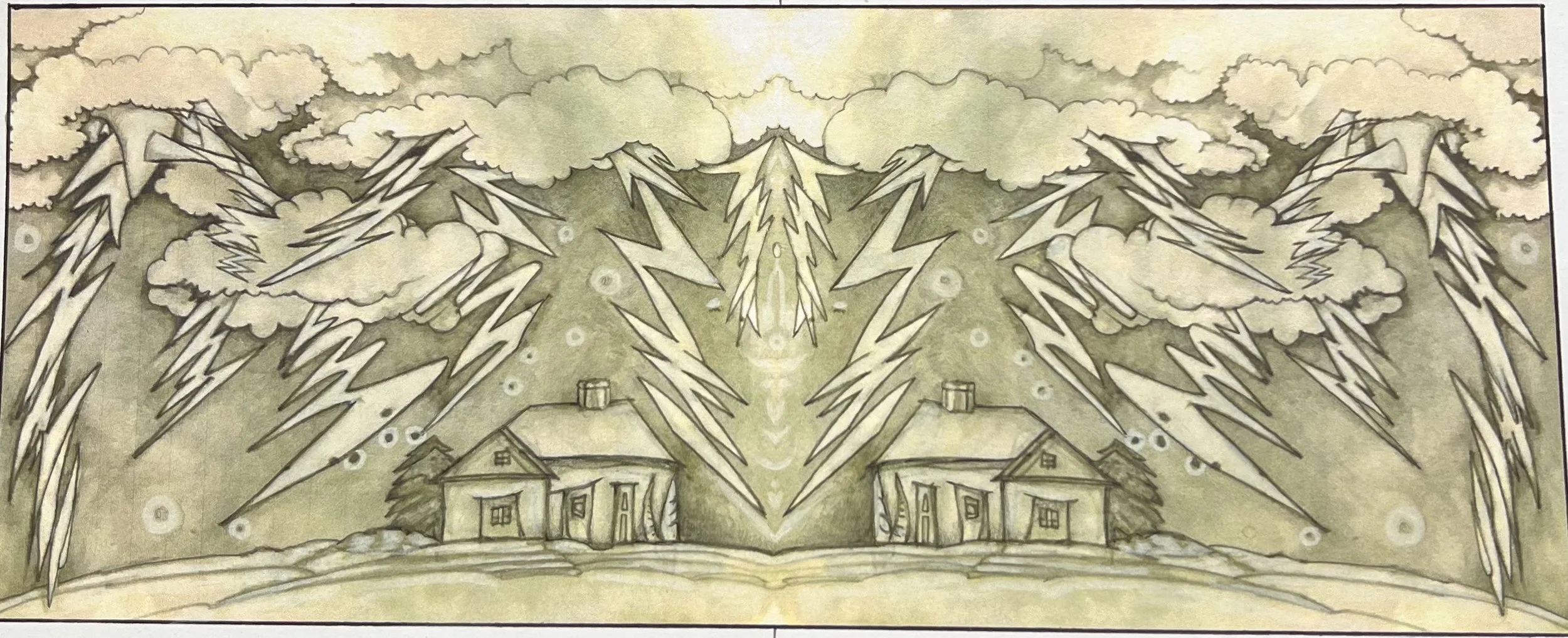 

STORMY AND DIVINE INTERVENTION
ink and colored pencil
13"x9"
2026