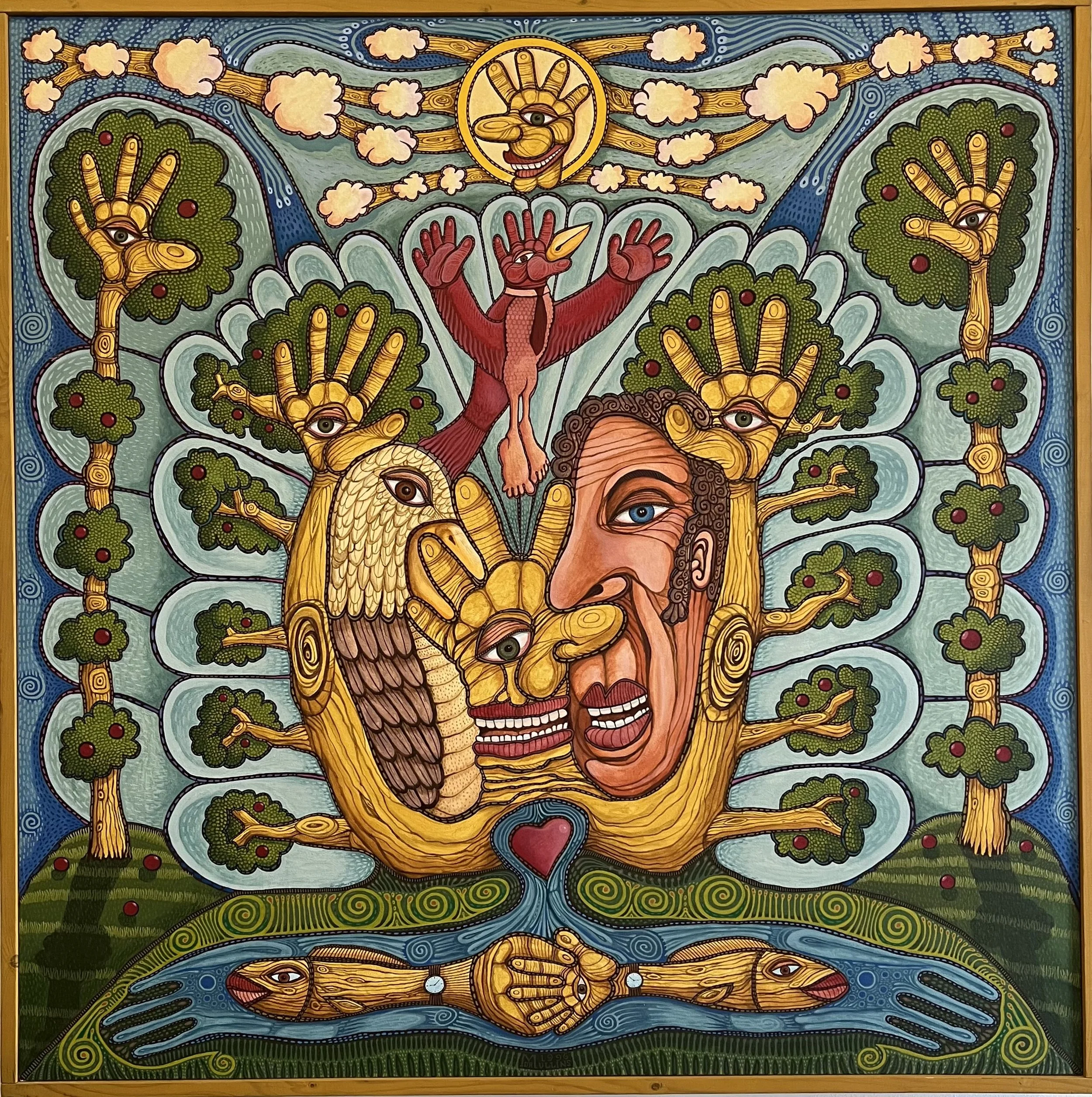 SOLD.    Ghost of Johnny Appleseed
4'x4' acrylic on canvas     1996