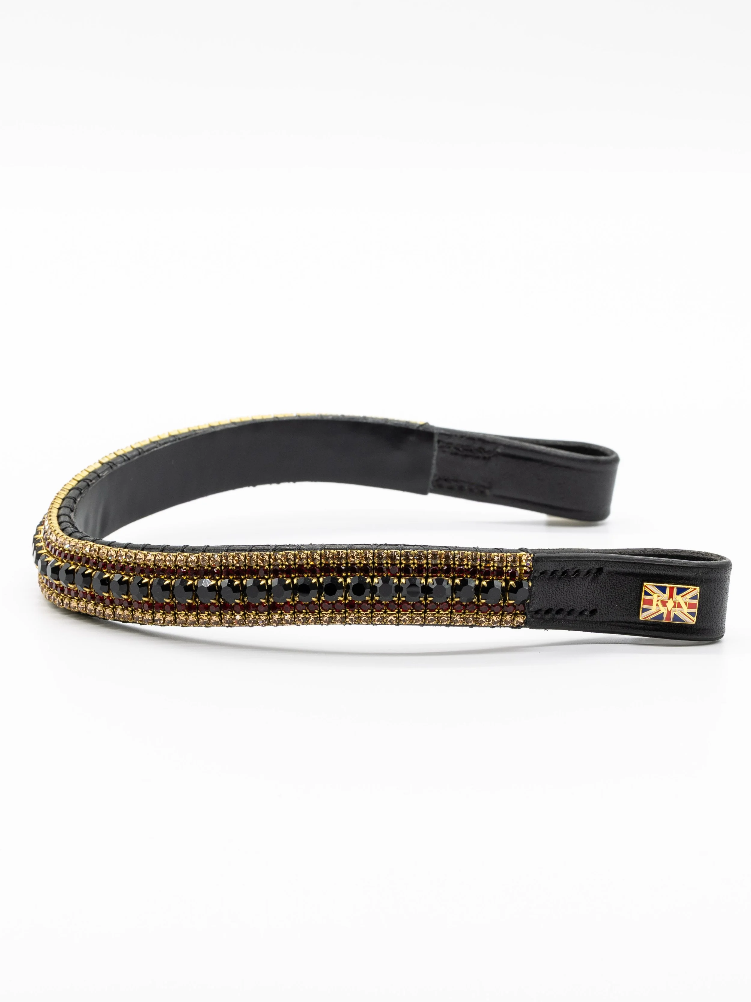 Wide Crystal Browband - Gold, Ruby, Black