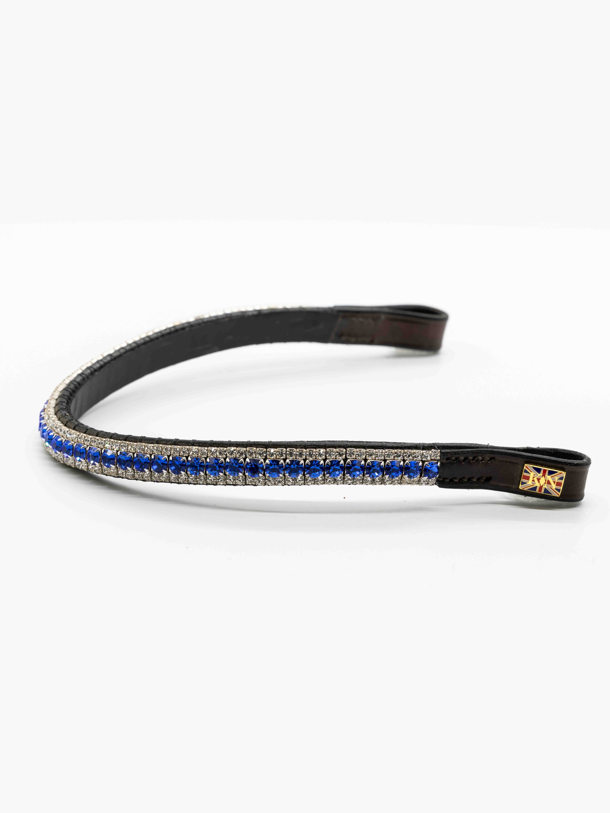 Narrow Crystal  Browband - Clear, Sapphire, Clear