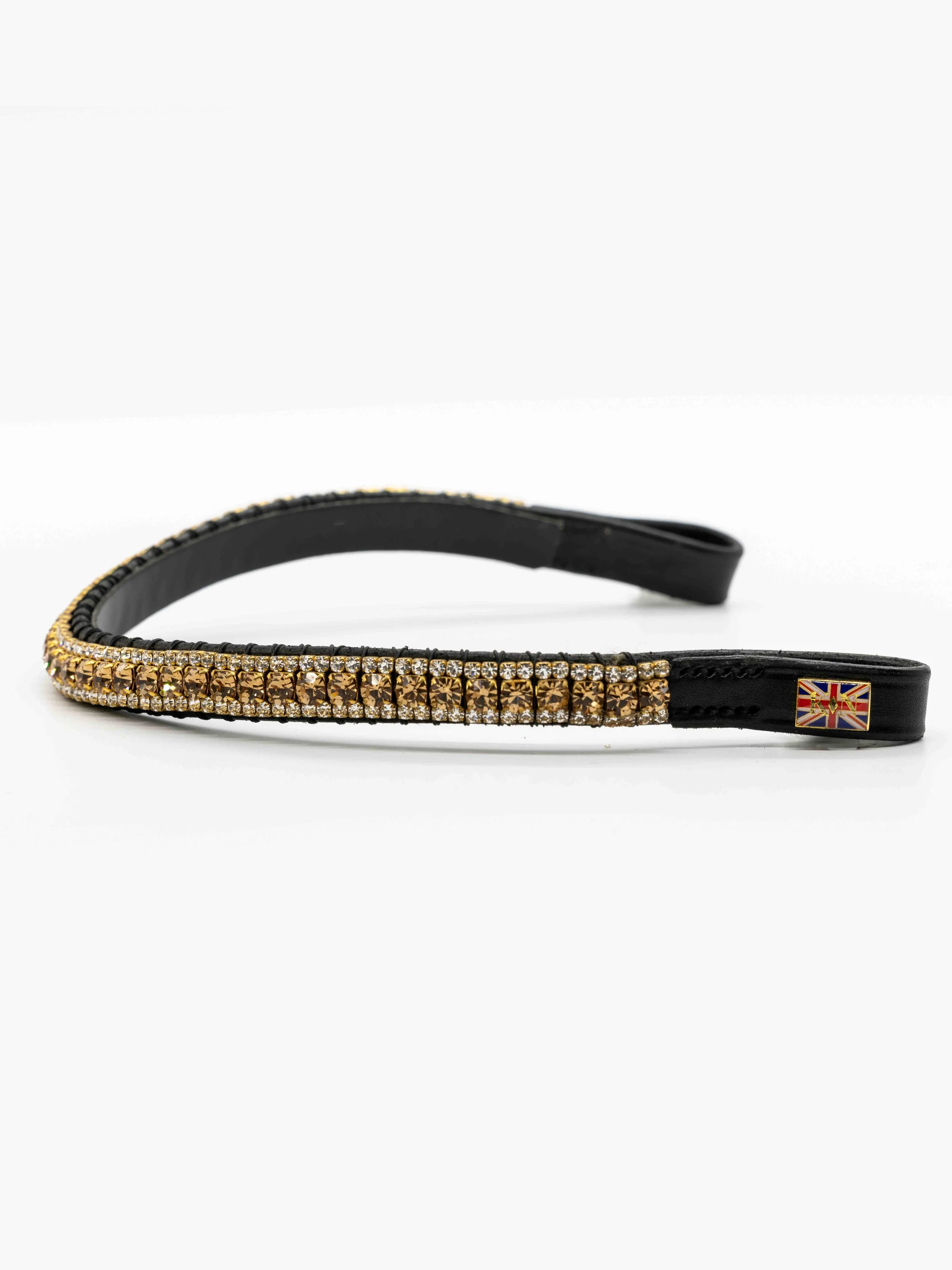 Narrow Crystal  Browband - Clear, Gold, Clear