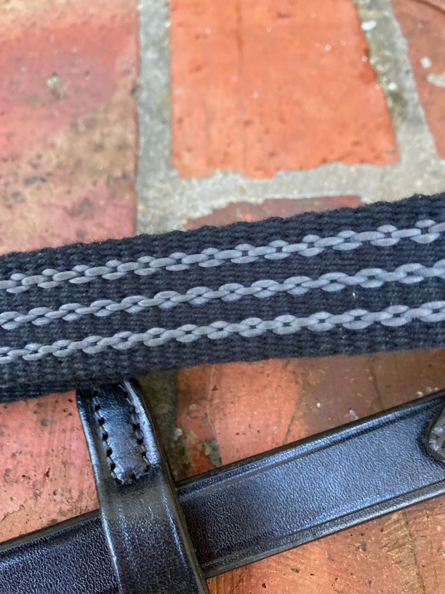Black Webbing with Rubber Strands Grip