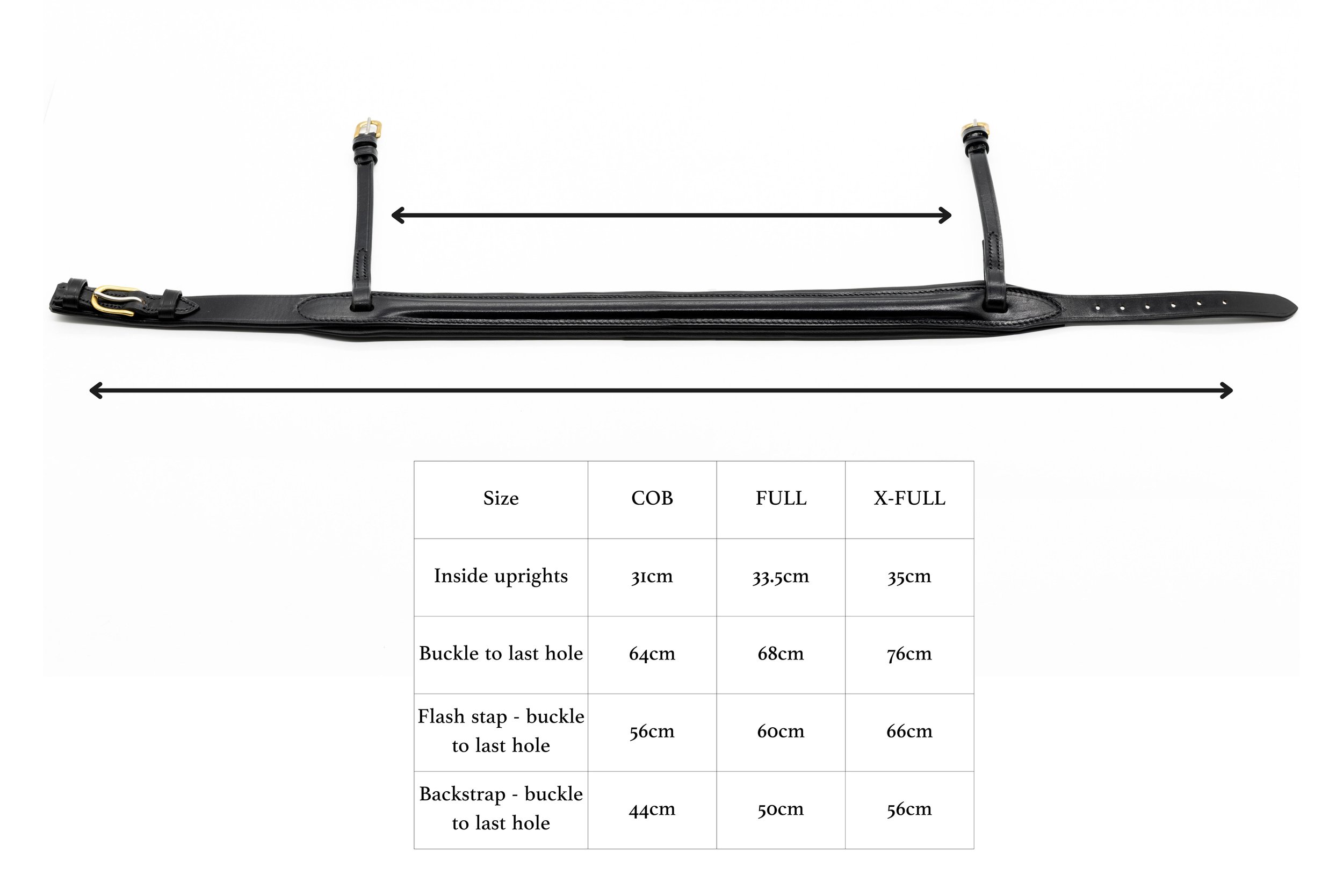 Size and measuring guide for Kate Negus leather noseband