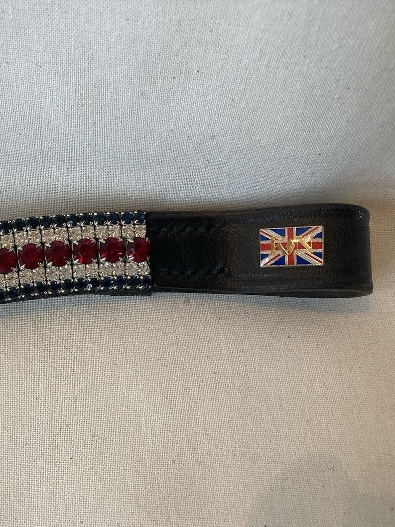 COB Wide Crystal Browband - Navy, Clear and Ruby (954)